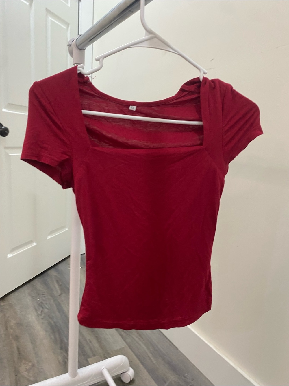 Marshalls Deep Red Square Neck Short Sleeve Tee